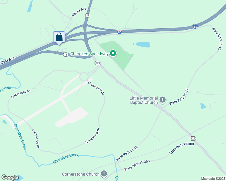 map of restaurants, bars, coffee shops, grocery stores, and more near 9 Commerce Drive in Gaffney