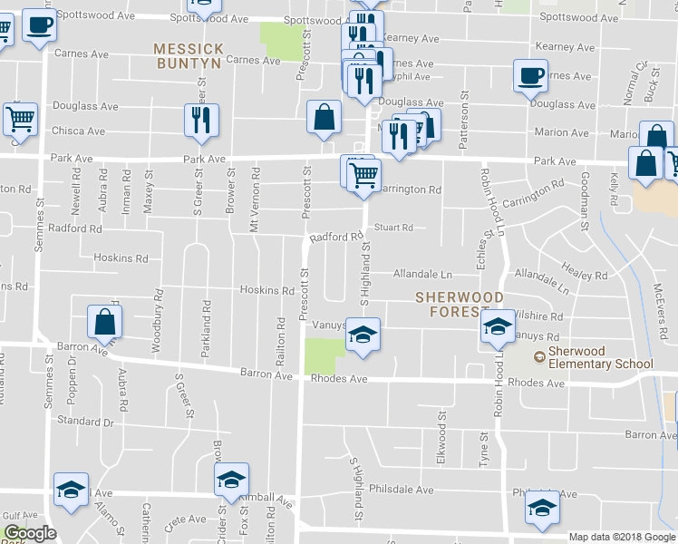 map of restaurants, bars, coffee shops, grocery stores, and more near 1037 East Walthal Circle in Memphis
