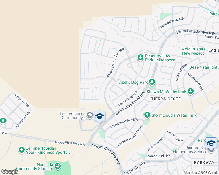 map of restaurants, bars, coffee shops, grocery stores, and more near 9219 Red Butte Place Northwest in Albuquerque