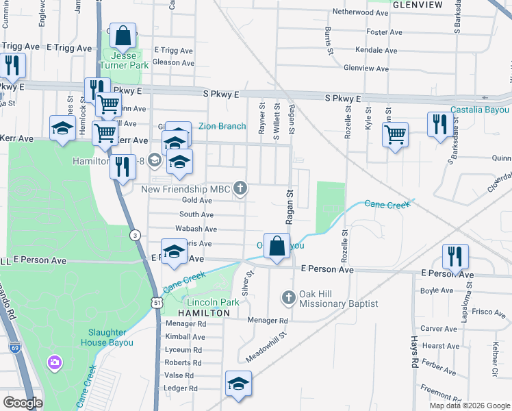 map of restaurants, bars, coffee shops, grocery stores, and more near 1518 South Avenue in Memphis