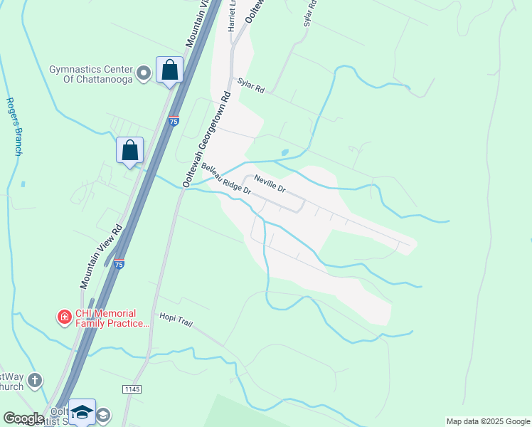 map of restaurants, bars, coffee shops, grocery stores, and more near 9024 Vintage Lane in Ooltewah