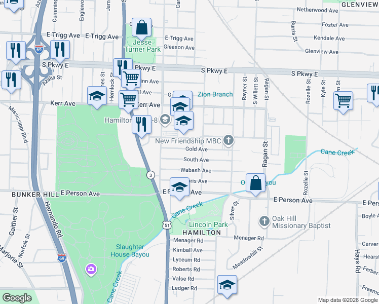 map of restaurants, bars, coffee shops, grocery stores, and more near 1387 South Avenue in Memphis
