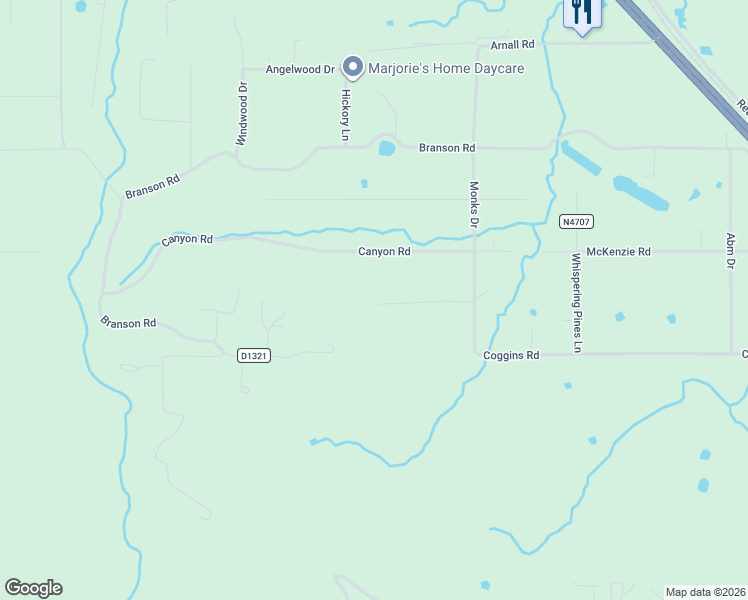 map of restaurants, bars, coffee shops, grocery stores, and more near 22639 Blue Bird Lane in Poteau