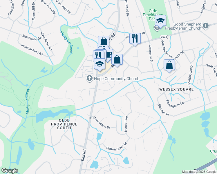 map of restaurants, bars, coffee shops, grocery stores, and more near in Charlotte