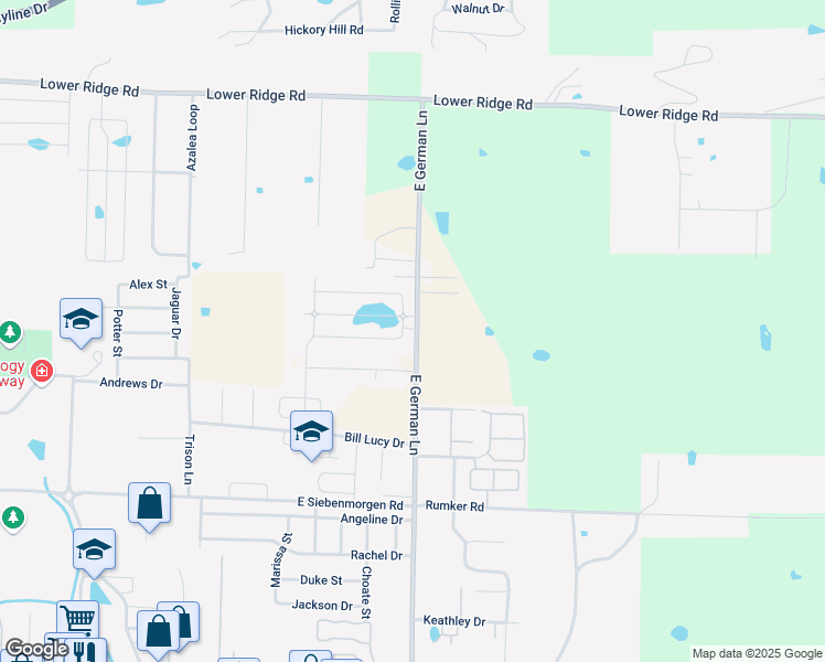 map of restaurants, bars, coffee shops, grocery stores, and more near 1855-1927 East German Lane in Conway
