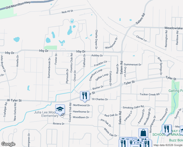 map of restaurants, bars, coffee shops, grocery stores, and more near 1915 Little River Drive in Conway