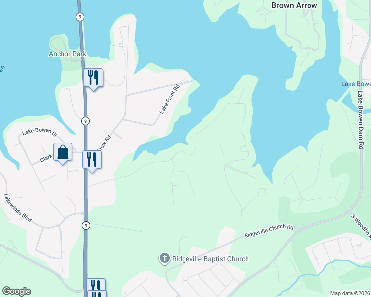 map of restaurants, bars, coffee shops, grocery stores, and more near 345 Fagan Drive in Inman