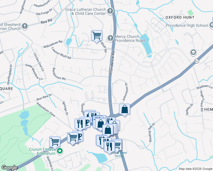 map of restaurants, bars, coffee shops, grocery stores, and more near in Charlotte