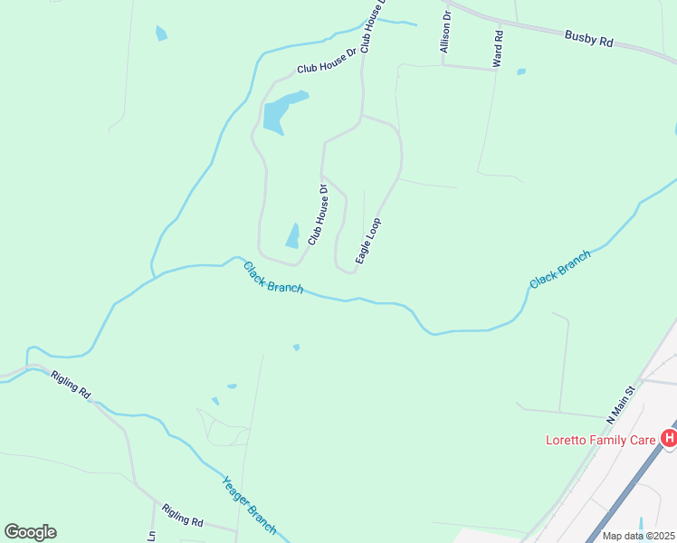 map of restaurants, bars, coffee shops, grocery stores, and more near 565 Eagle Loop in Loretto