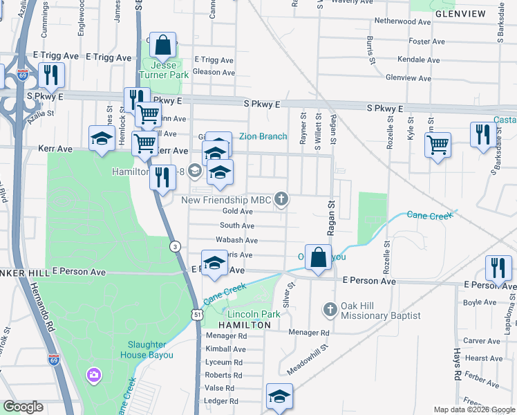 map of restaurants, bars, coffee shops, grocery stores, and more near in Memphis