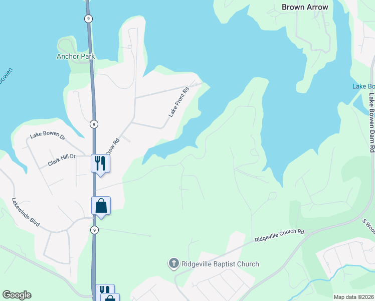 map of restaurants, bars, coffee shops, grocery stores, and more near 345 Fagan Drive in Inman