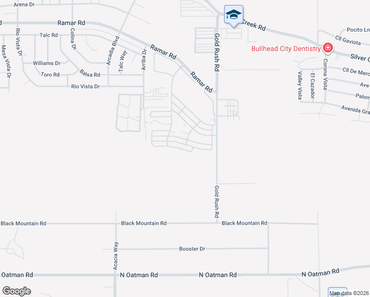 map of restaurants, bars, coffee shops, grocery stores, and more near 392 Zanzibar Drive in Bullhead City