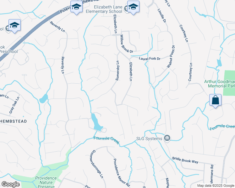 map of restaurants, bars, coffee shops, grocery stores, and more near 521 Stanhope Lane in Matthews