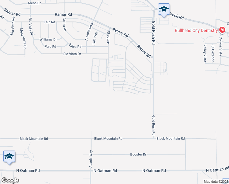 map of restaurants, bars, coffee shops, grocery stores, and more near 281 Rangoon Drive in Bullhead City