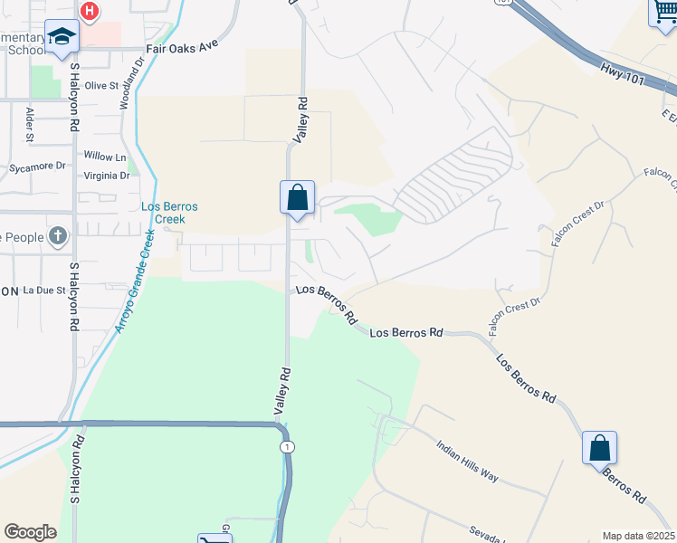 map of restaurants, bars, coffee shops, grocery stores, and more near 853 Mesa Drive in Arroyo Grande