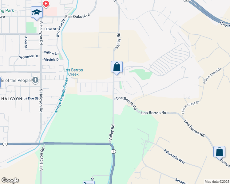 map of restaurants, bars, coffee shops, grocery stores, and more near 813 Valley Road in Arroyo Grande