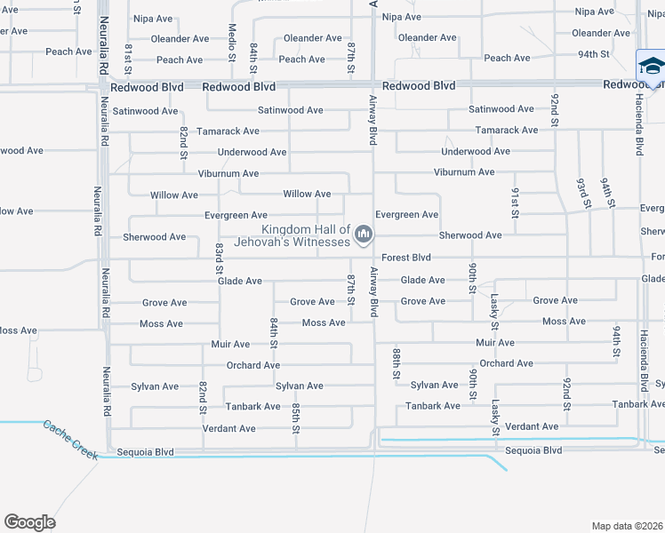 map of restaurants, bars, coffee shops, grocery stores, and more near 8624 Forest Boulevard in California City