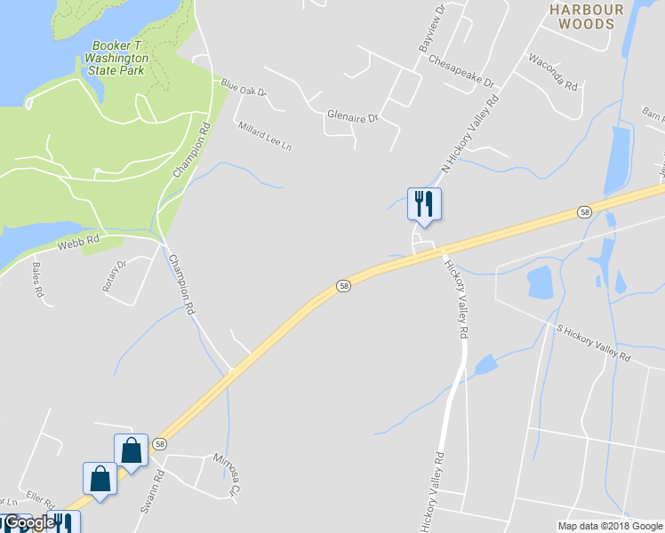 map of restaurants, bars, coffee shops, grocery stores, and more near 5307 Tennessee 58 in Chattanooga