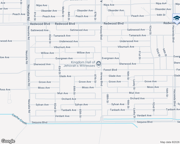 map of restaurants, bars, coffee shops, grocery stores, and more near 8624 Forest Boulevard in California City