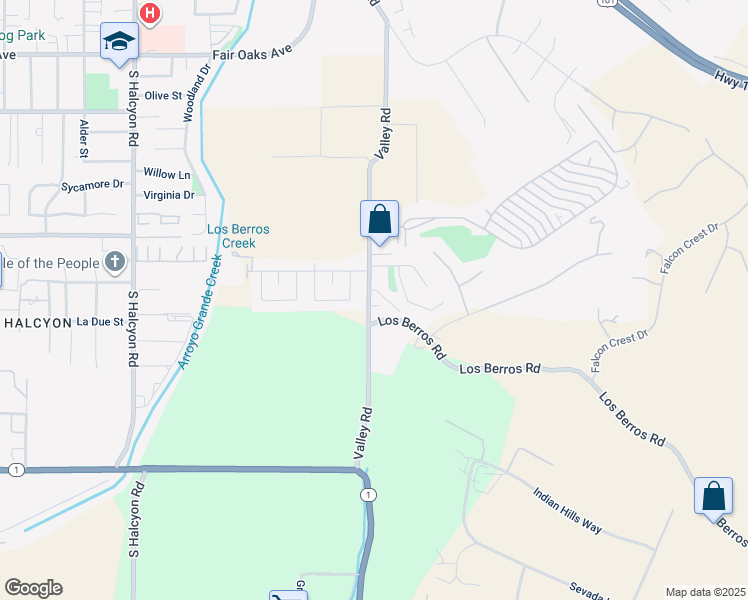 map of restaurants, bars, coffee shops, grocery stores, and more near 813 Valley Road in Arroyo Grande