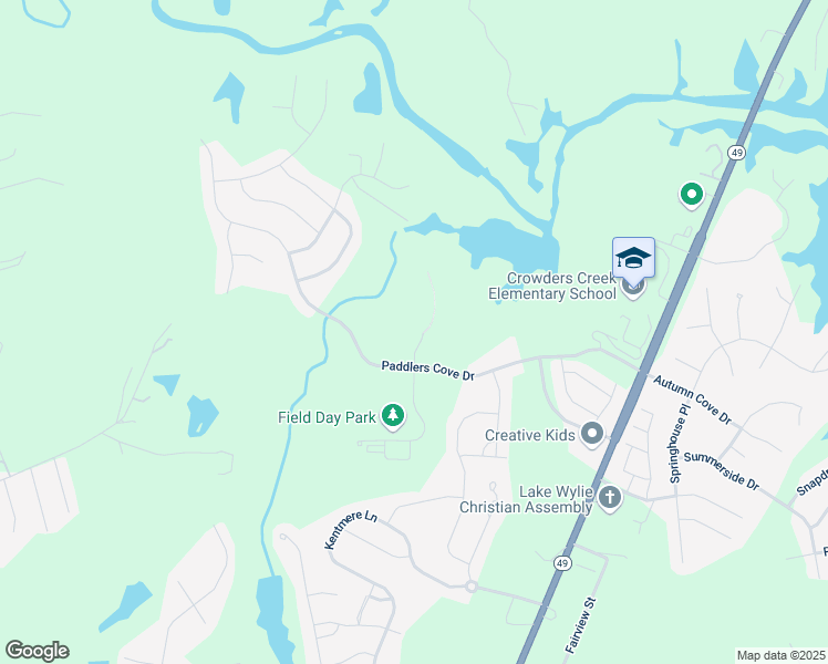 map of restaurants, bars, coffee shops, grocery stores, and more near 1147 Field Day Lane in Clover
