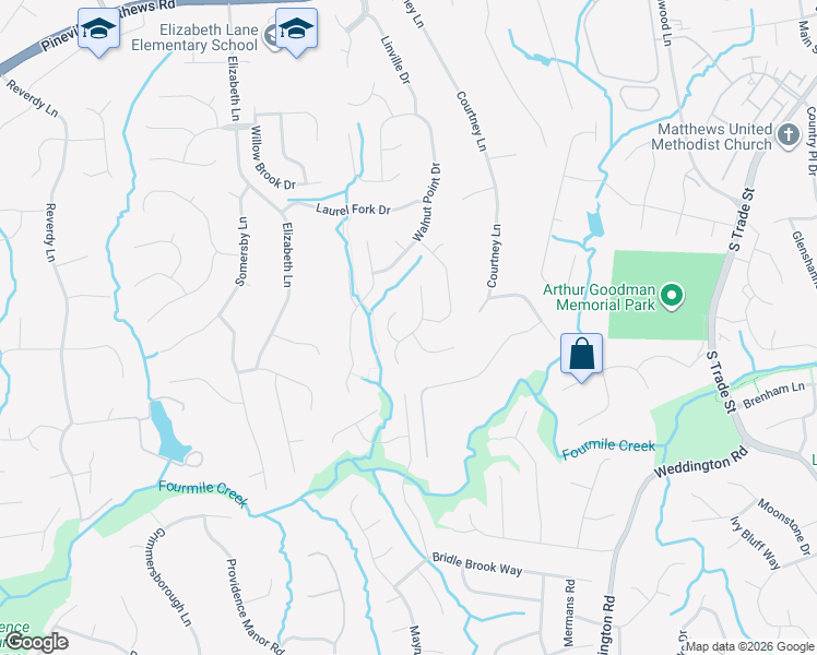 map of restaurants, bars, coffee shops, grocery stores, and more near 701 Fredricksburg Road in Matthews
