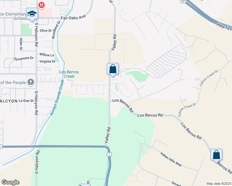 map of restaurants, bars, coffee shops, grocery stores, and more near 828 Bambi Court in Arroyo Grande