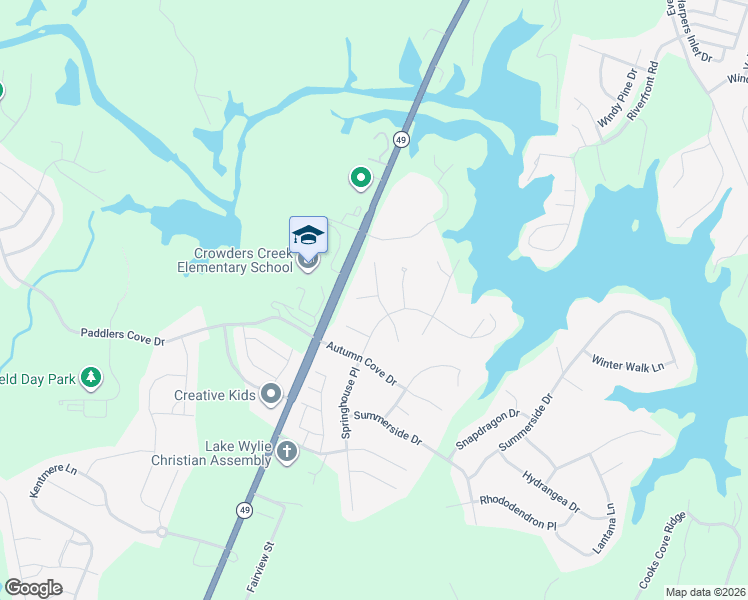 map of restaurants, bars, coffee shops, grocery stores, and more near 804 Thornapple Court in Lake Wylie