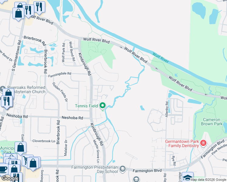 map of restaurants, bars, coffee shops, grocery stores, and more near 8191 Wethersfield Drive in Germantown