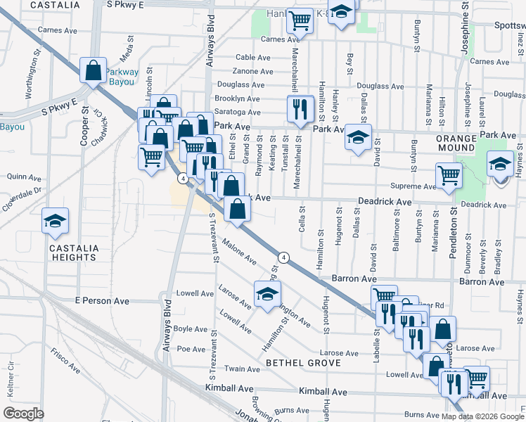 map of restaurants, bars, coffee shops, grocery stores, and more near 2410 Lamar Circle in Memphis