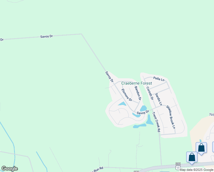 map of restaurants, bars, coffee shops, grocery stores, and more near 508 Odham Lane in New Bern