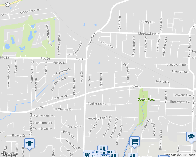 map of restaurants, bars, coffee shops, grocery stores, and more near 2820 Kent Lane in Conway