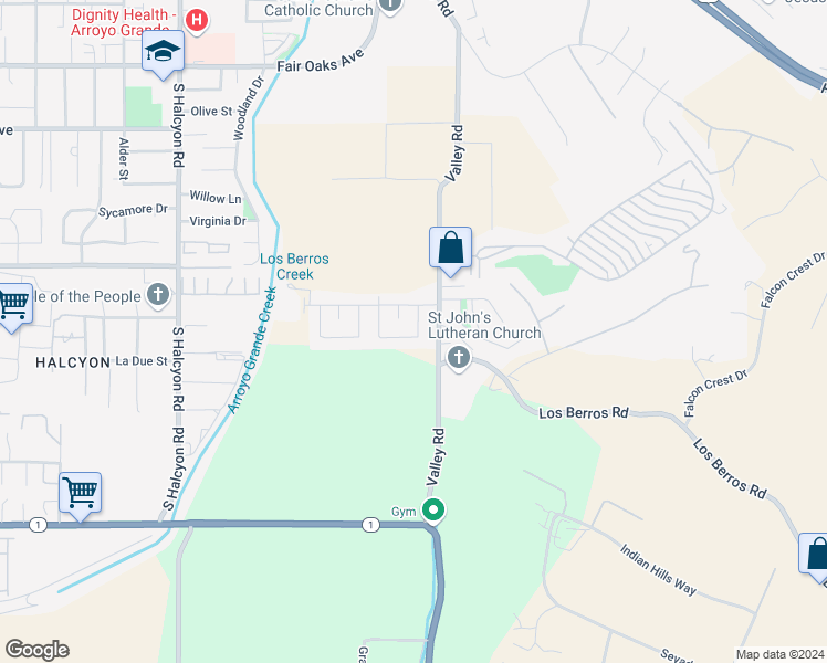 map of restaurants, bars, coffee shops, grocery stores, and more near 830 Pearl Drive in Arroyo Grande