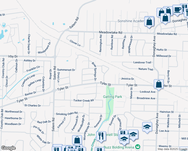 map of restaurants, bars, coffee shops, grocery stores, and more near 9 Brier Springs Drive in Conway