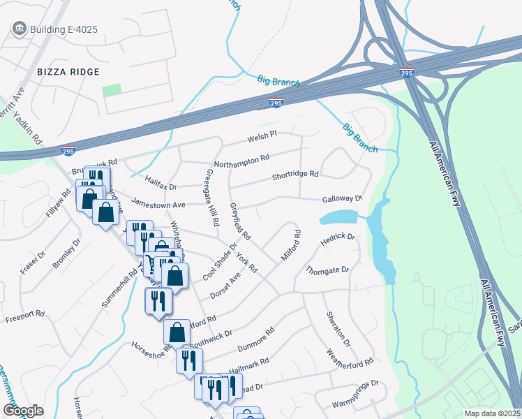 map of restaurants, bars, coffee shops, grocery stores, and more near 6410 Fenwick Place in Fayetteville