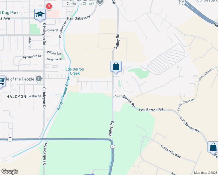 map of restaurants, bars, coffee shops, grocery stores, and more near 819 Pearl Drive in Arroyo Grande