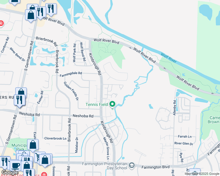 map of restaurants, bars, coffee shops, grocery stores, and more near 1631 Shadowmoss Lane in Germantown