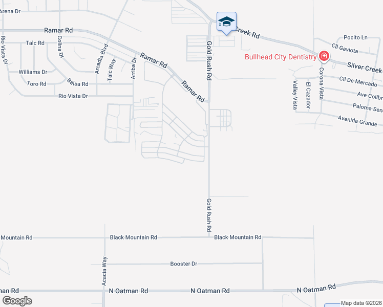 map of restaurants, bars, coffee shops, grocery stores, and more near 214 Manila Drive in Bullhead City