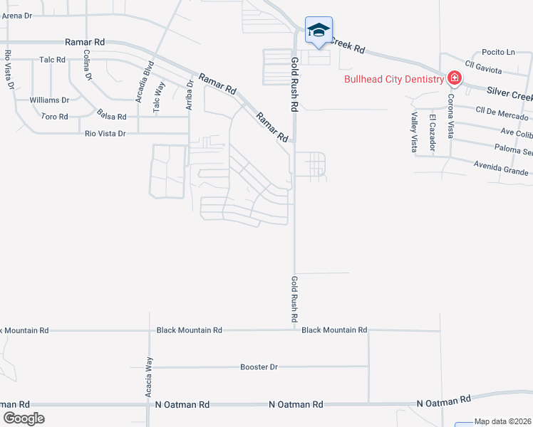 map of restaurants, bars, coffee shops, grocery stores, and more near 214 Manila Drive in Bullhead City