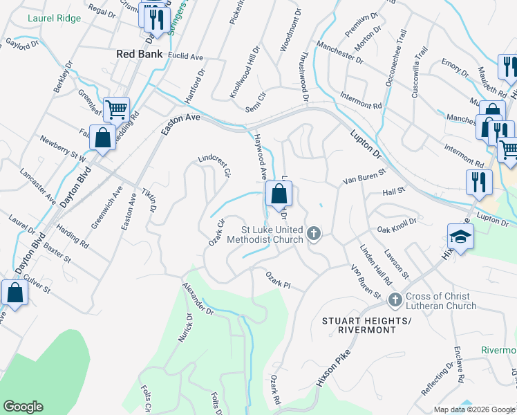 map of restaurants, bars, coffee shops, grocery stores, and more near 3235 Haywood Avenue in Chattanooga