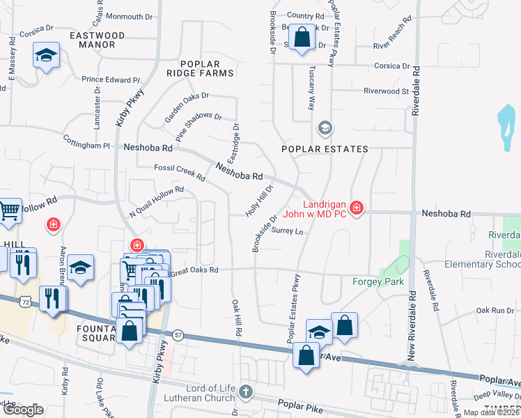 map of restaurants, bars, coffee shops, grocery stores, and more near 1626 Holly Hill Drive in Germantown