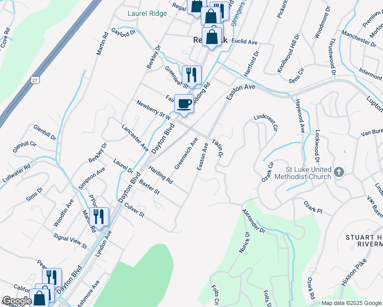 map of restaurants, bars, coffee shops, grocery stores, and more near 3112 Greenwich Avenue in Chattanooga