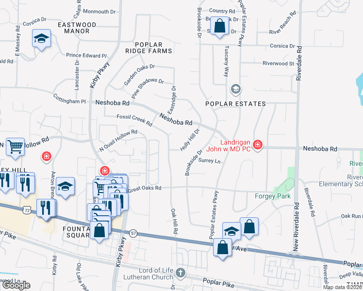 map of restaurants, bars, coffee shops, grocery stores, and more near 1626 Holly Hill Drive in Germantown
