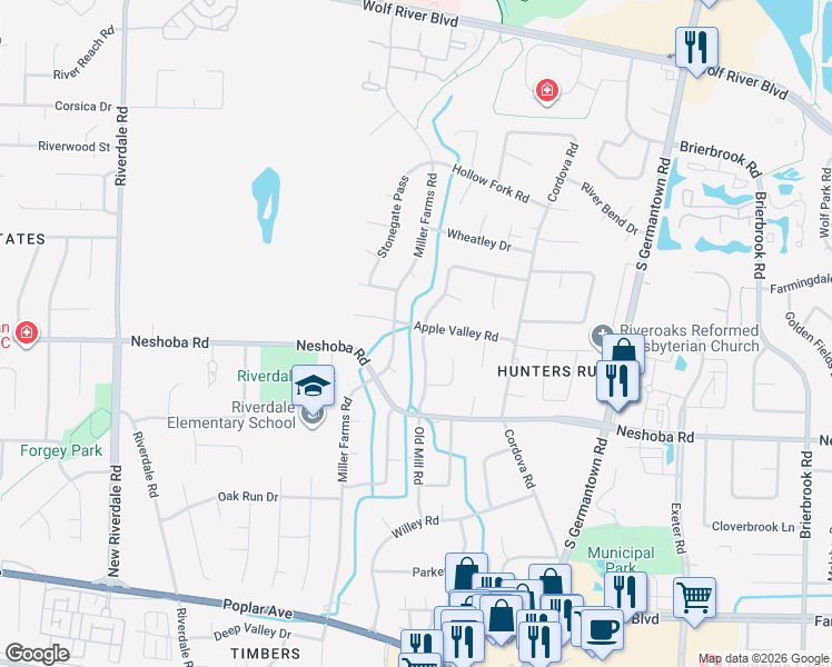 map of restaurants, bars, coffee shops, grocery stores, and more near 1635 Old Mill Rd in Germantown
