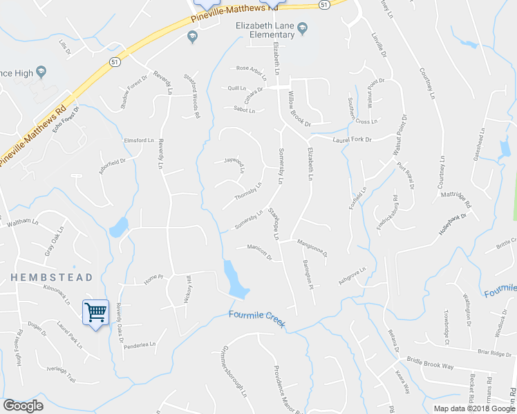 map of restaurants, bars, coffee shops, grocery stores, and more near 1210 Somersby Lane in Matthews