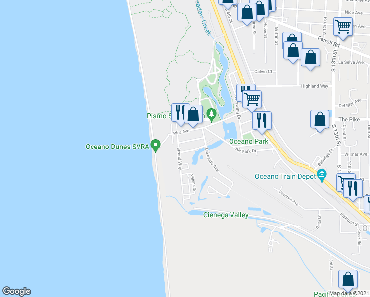 map of restaurants, bars, coffee shops, grocery stores, and more near 333 Juanita Avenue in Oceano