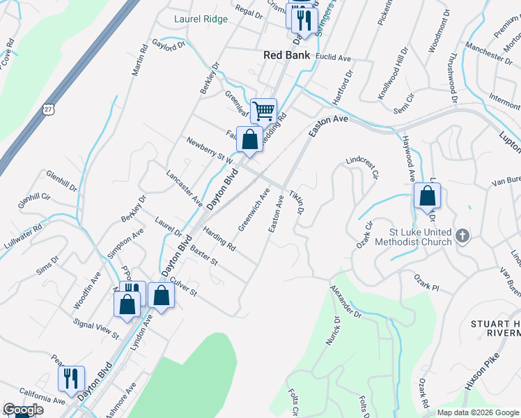 map of restaurants, bars, coffee shops, grocery stores, and more near 3112 Greenwich Avenue in Chattanooga