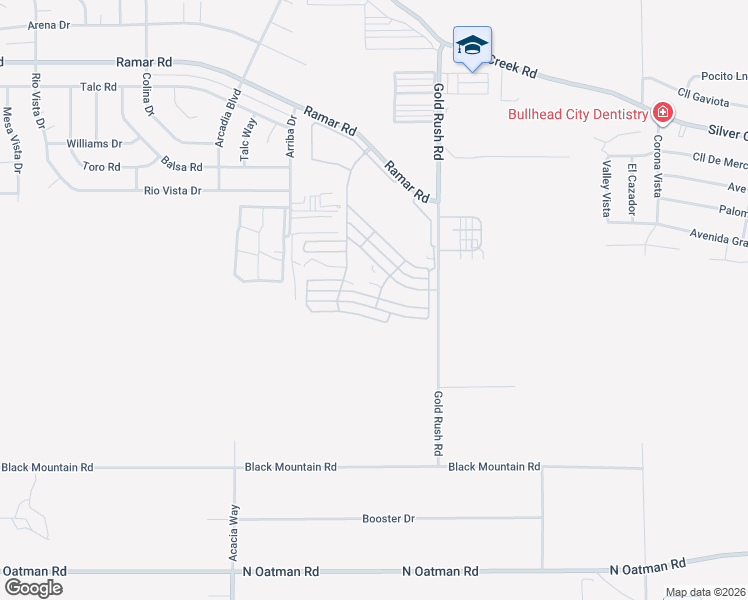 map of restaurants, bars, coffee shops, grocery stores, and more near 392 Zanzibar Drive in Bullhead City