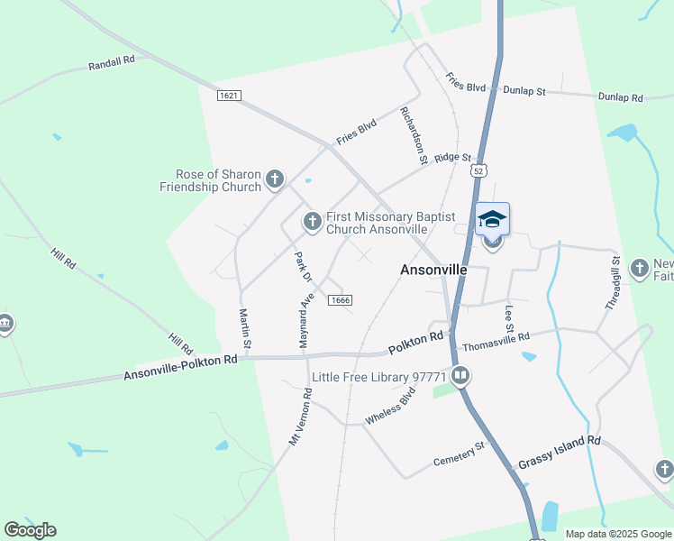 map of restaurants, bars, coffee shops, grocery stores, and more near 221 North Maynard in Wadesboro