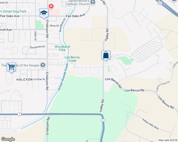 map of restaurants, bars, coffee shops, grocery stores, and more near 877 Pearl Drive in Arroyo Grande